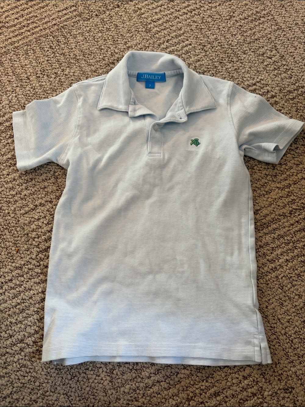J. Bailey Light Blue Boys' Polo with Subtle Stripe